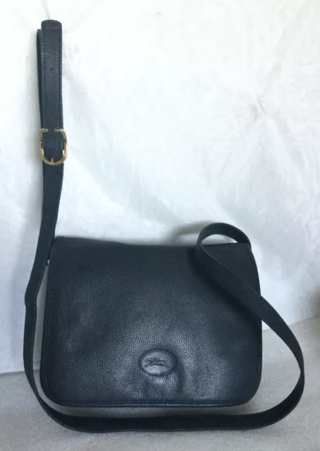 Vintage LONGCHAMP Blue Leather Cross Body/Shoulder Bag / Handbag, Made In France
