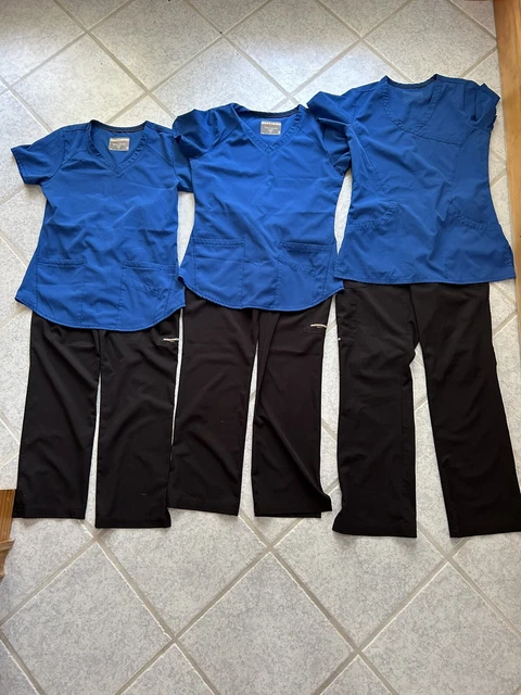 Skechers by Barco Scrub Pants And Tops Womens Small Blue  And Black Stretch