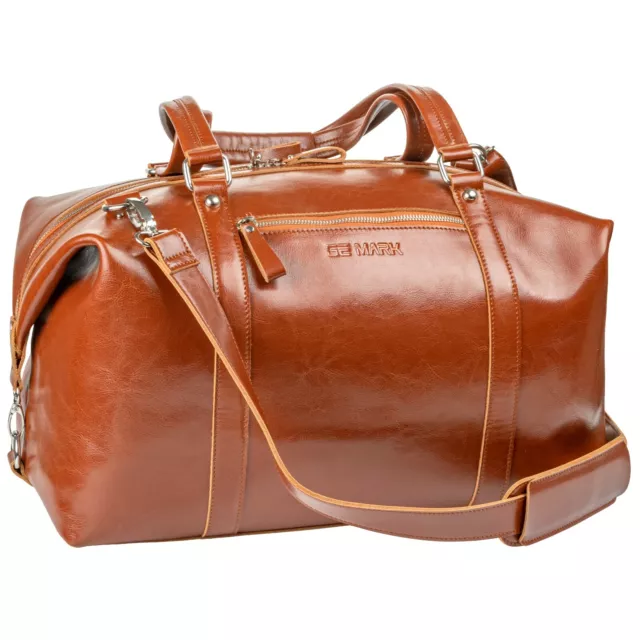 Duffel Leather Bag - Genuine Travel Bag Weekender for Men & Women