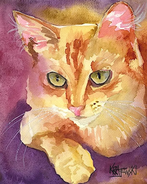 Tabby Cat Art Print from Painting | Cat Gifts | Poster Picture, Mom, Dad 8x10