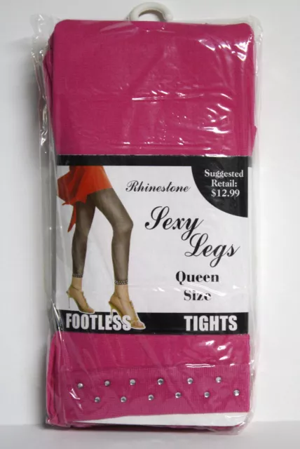 EROS WOMENS PINK Tights Rhinestone Trimmed Footless Medium *Mislabeled  Queen* $3.50 - PicClick