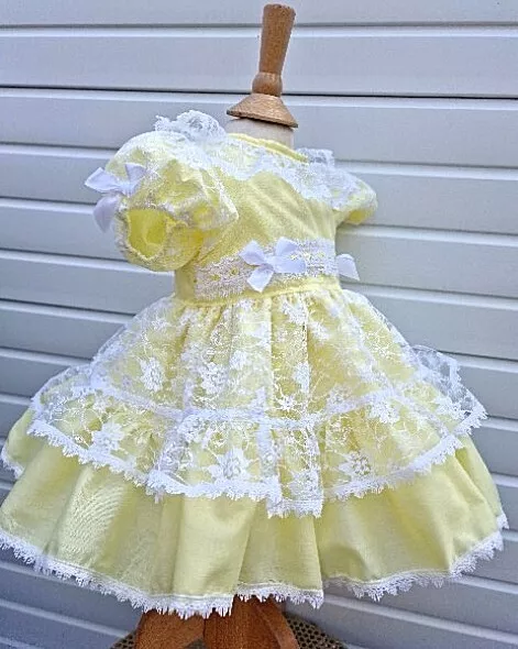 DREAM 0-7 years BABY GIRLS easter spanish romany frilly  netted lemon  dress