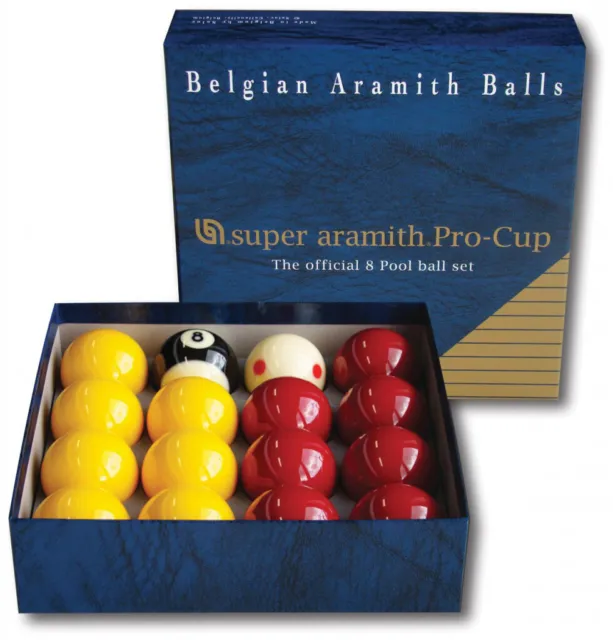 Super Aramith Pro cup 8 ball - Tournament pool ball set 2" Inch - Red & Yellow