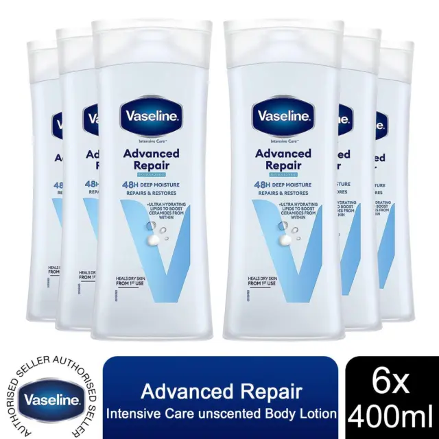 Vaseline Intensivpflege Körperlotion, erweiterte Reparatur, 6er-Pack, 400ml