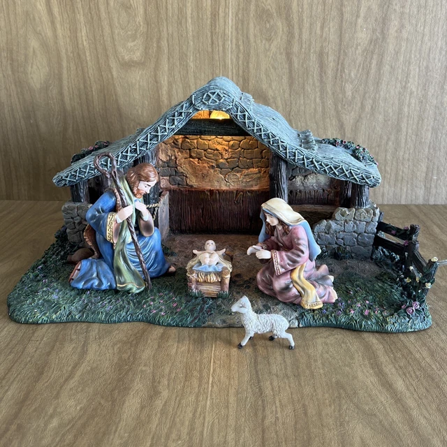 THOMAS KINKADE STAR of Hope Lighted Nativity CRECHE HOLY FAMILY Lamb