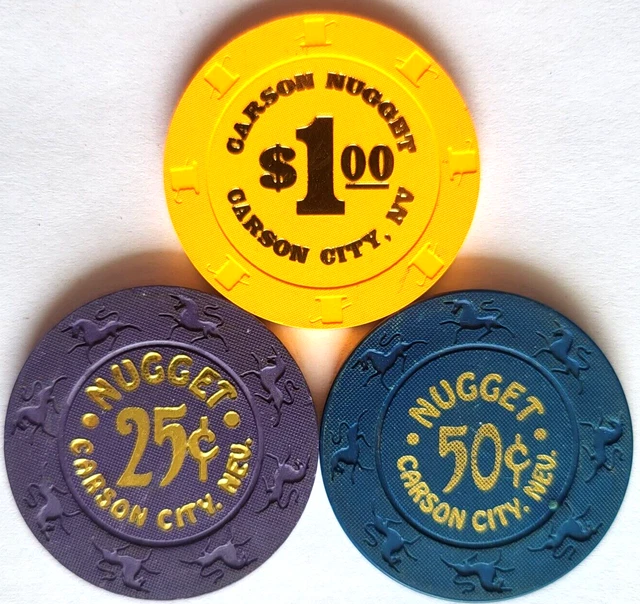 25 & 50 Cent, $1 Carson Nugget "Lot of 3" - CARSON CITY, NEVADA Casino Chips