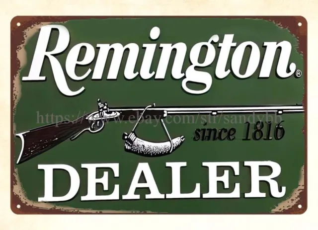 Remington Dealer firearm ammo gun metal tin sign home decorating company