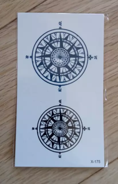 SHEET OF TEMPORARY COMPASS TATTOOS (BRAND NEW) 110mm X 60mm