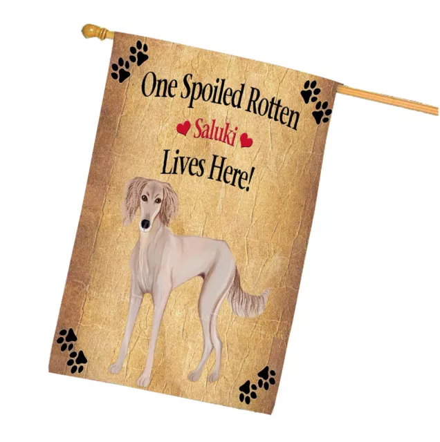 Spoiled Rotten Saluki Dog Double Sided Decorative House Flag