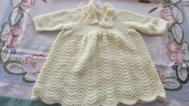 Vintage Pale Lemon Baby  Hand Knitted Dress,suit Doll