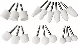 Value Collection 18 Piece, 1/4" Shank Diam, Wool Felt Bob Set Medium Density,...