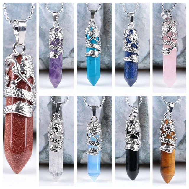 Natural Quartz Hexagonal Crystal Chakra Healing Point Pendant Necklace Jewelry