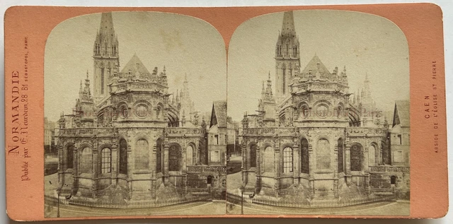 Frankreich Caen Kirche Saint-Pierre c1875 Foto Neurdein Stereo Vintage P76L6n
