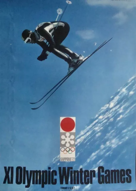 SAPPORO 1972 WINTER OLYMPICS DOWNHILL SKI Japanese B2 poster RARE