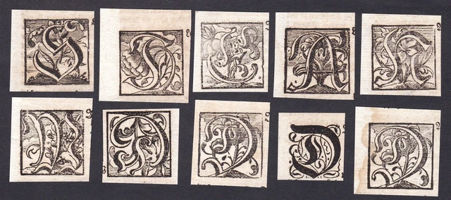 CA. 1700 ORNAMENT Buchstaben woodcuts Holzschnitte lettres letters EUR ...