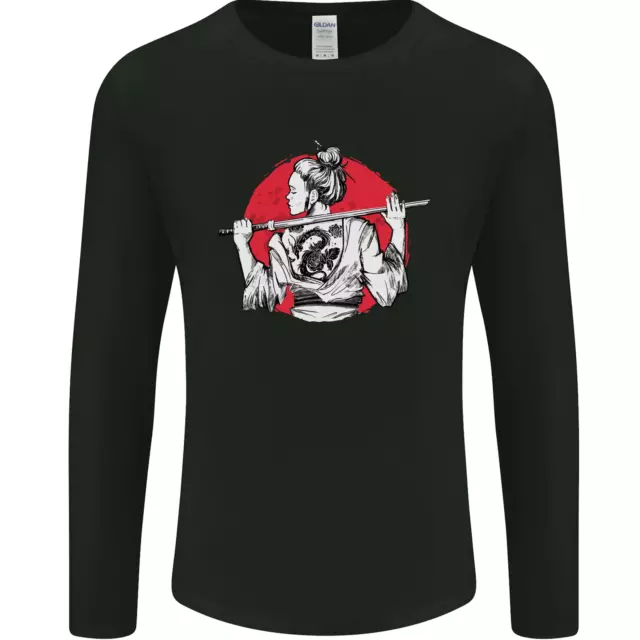 Samurai Tattoo Girl MMA Kenjutsu Kendo Iaido Mens Long Sleeve T-Shirt