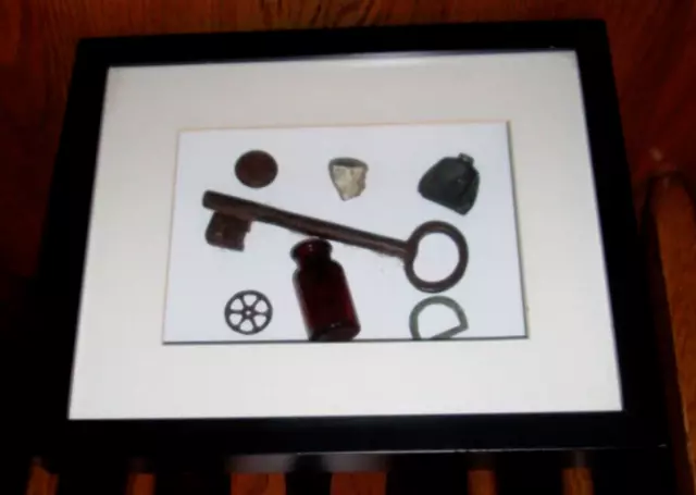 New York City Excavations Artifacts Assemblage Framed Historical