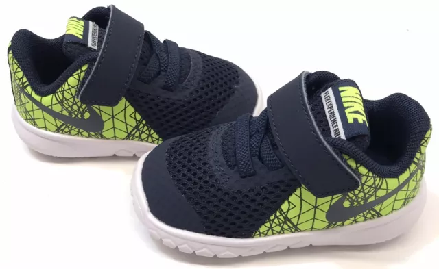 Nike Flex Experience Running Sneaker Size 4C Baby Shoe Neon Green Yellow Blue