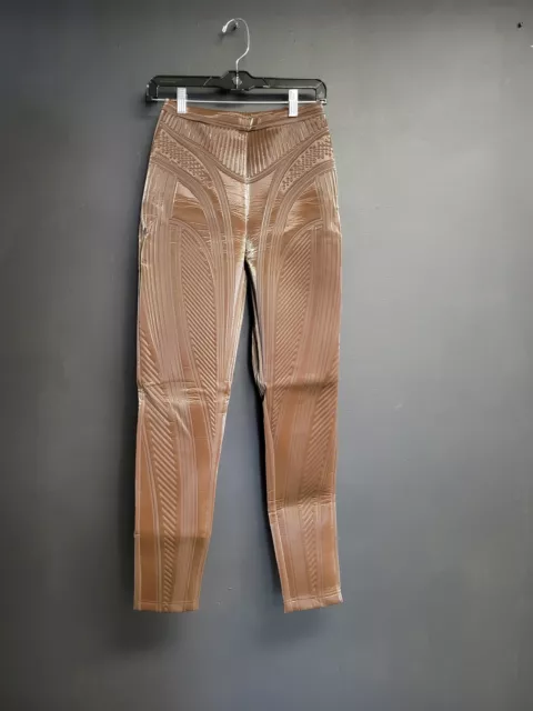 Mugler Embossed Skinny Pant in Chocolate WOMEN'S SIZE 38