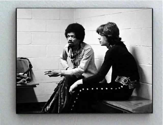 Rare Framed Jimi Hendrix with Mick Jagger Vintage Photo. Jumbo Giclée Print