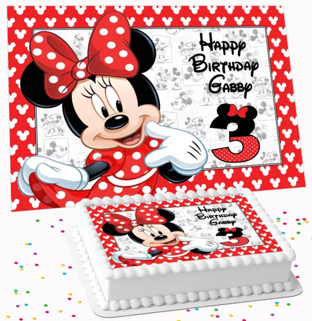 Minnie Mouse Personalised Birthday Party Icing Edible Costco Cake Topper Rm-7734