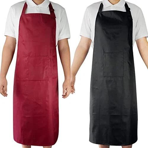 2 Pack Waterproof Aprons, 43''Adjustable Bib Dishwashing Apron wi...