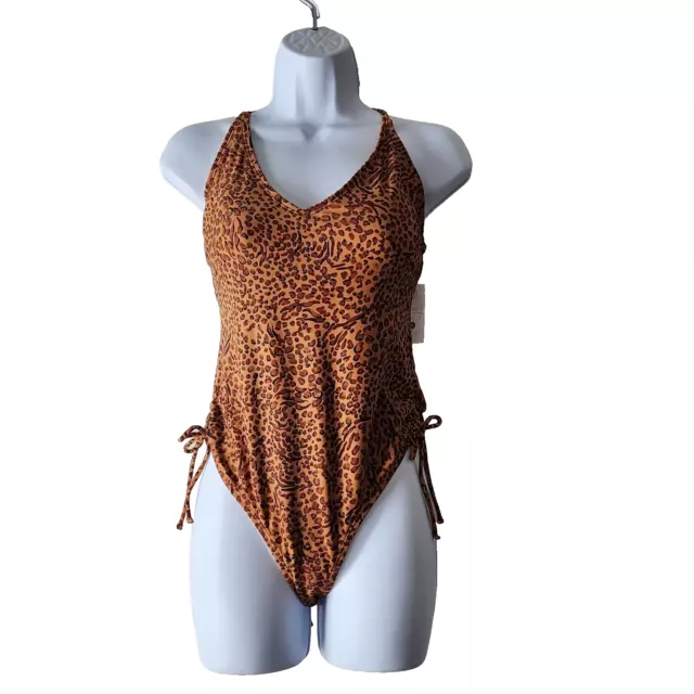 Shade & Shore~Womens Size S(4-6) ~Onepiece Swimsuit Leopard Print Strappy Back