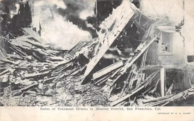 Ruins Of Tenement Houses Mission District San Francisco California Postcard 1906