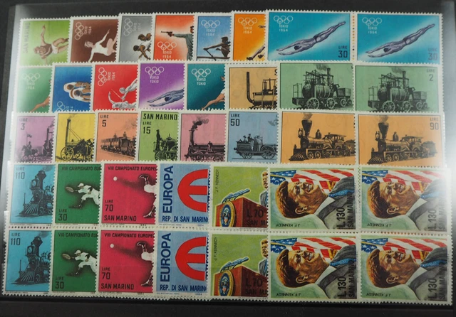 1964 San Marino; 100 komplette Jahrgänge ohne Flugpost, **/MNH, ME 750,- 2