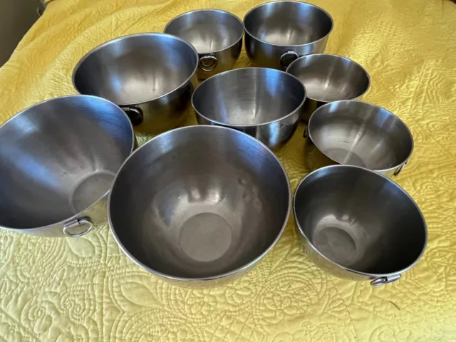 9 Vintage Revere / Regal /FarberWare O&D Rings Stainless Steel Mixing Bowls