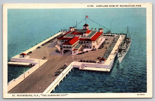 Vintage Postcard: St Petersburg Florida FL. Airplane View Of Recreation Pier