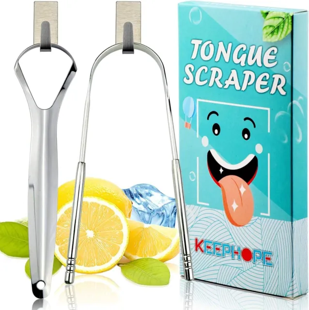 Pulisci lingua 2pz, nettalingua in acciaio inox,raschietto lingua Tongue Scraper