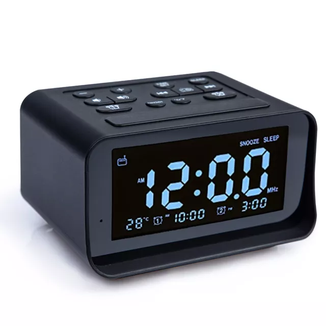 Dual Usb Rechargeable Alarm Clock Smart Wireless Radio Oversized Lcd Perpetua AU