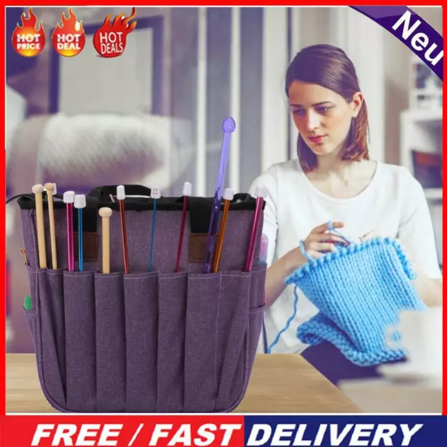 Knitting Bag Yarn Wool Crochet Storage Sewing Needle DIY Organizer (Purple)