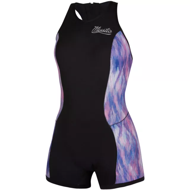 Mystic Womens Diva 2/2mm Back-Zip Short John Wetsuit 2023 - Black/Purple 200074