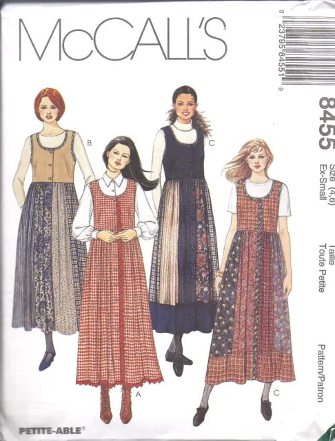 8455 VINTAGE UNCUT McCalls SEWING Pattern Misses Front Button Jumper Gored Skirt