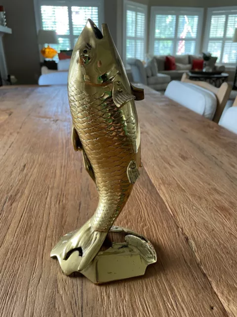 Solid Brass Mid Century Modern Koi Fish Solid Brass Figurine 11" Tall
