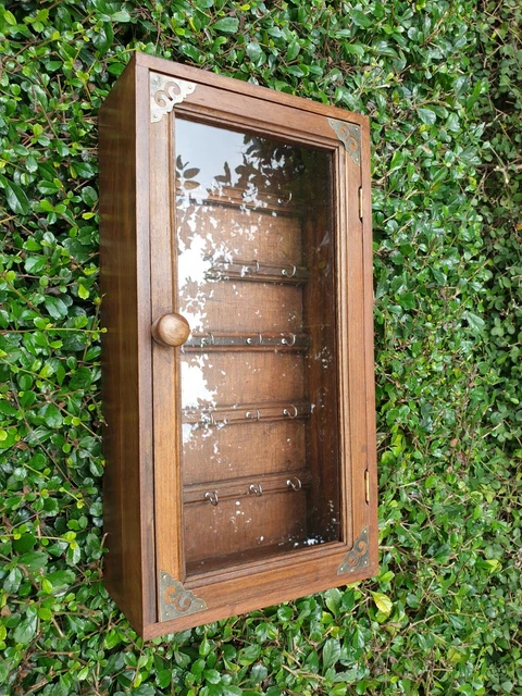 Key holder Cabinet Teak Key Wooden Wall Hanging 1 Door 20 Hooks Display Key hung