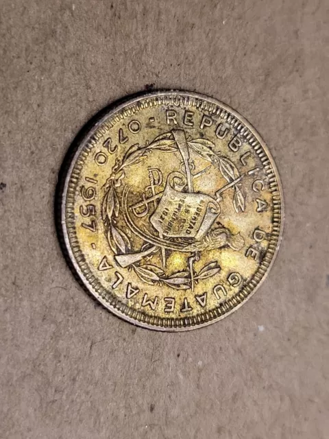 🇬🇹 Guatemala 10 centavos 1957 KM-256 0.720 Silver Coin  012124-42