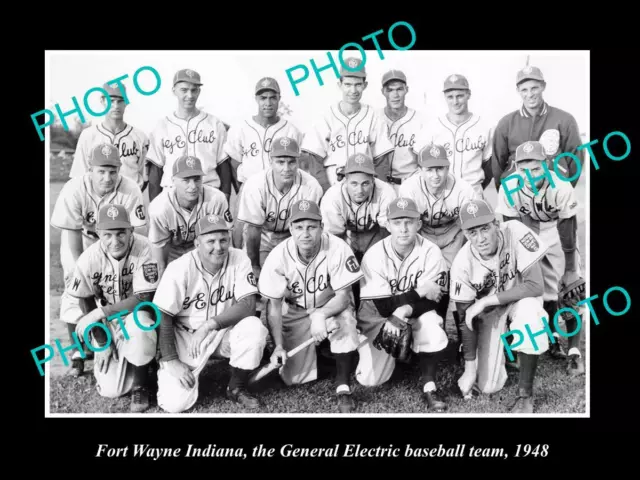 Old Postcard Size Photo Of Fort Wayne Indiana The Ge Club Baseball Team 1948