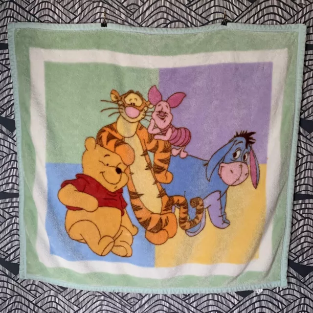 Disney Winnie the Pooh Eeyore Tigger Piglet, Plush Green Baby Blanket, Kidsline