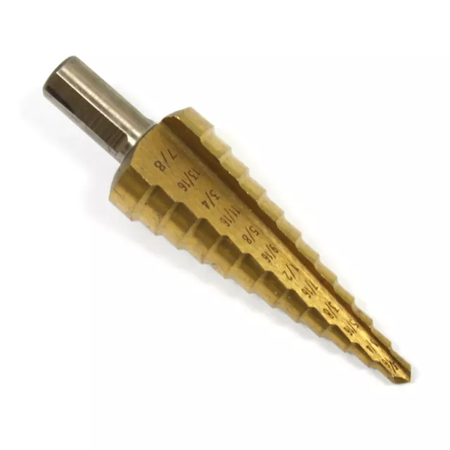 12 Step TITANIUM NITRIDE Coated High Speed Steel Step Drill Bit Double Flute HSS