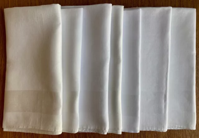 7 Vintage Damask Linen 22 Inch DINNER NAPKINS Satin Band Pattern and Mill Marks