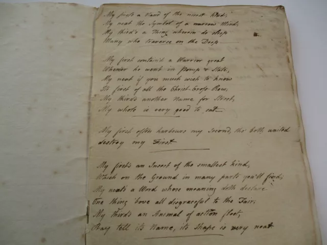 Antique Book Of Hand Written Poetry Epitaph  18Th To 19Th Century Artist