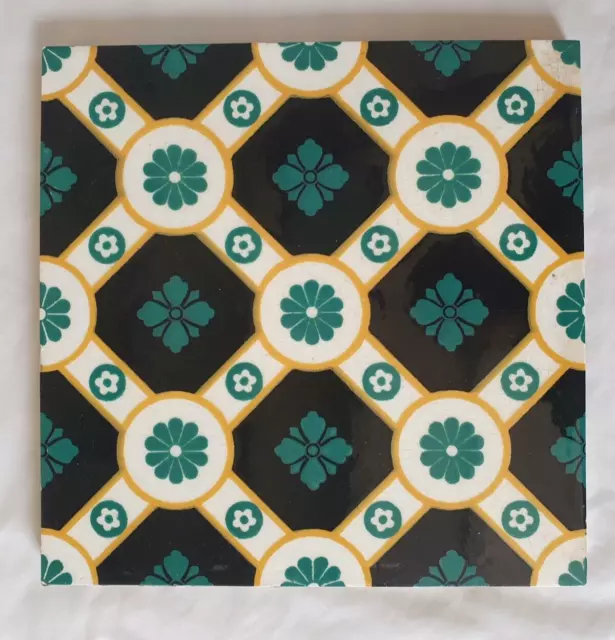 Stunning Antique  Minton Gothic Revival Design 8 Inch Tile