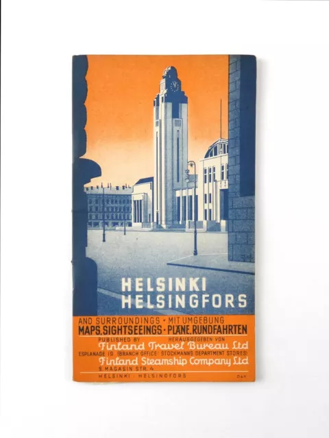 Vintage 1930s HELSINKI AND SURROUNDINGS Maps Sightseeings