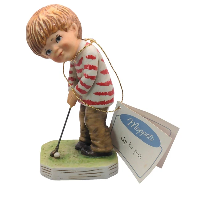 VTG 1975 Fran Mar Gorham Moppets Ceramic Figurine Up To Par Golf Boy Putt Japan