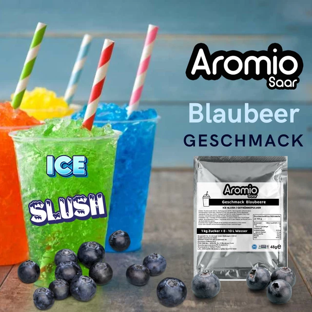 Aromiosaar Blaubeer-Geschmack Eis Slush Pulver, Set mit 10 Tüten à 48g