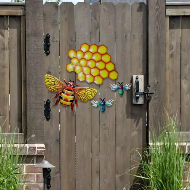 Silhouette Abeille nid d'abeille métal décoration jardin d'extérieur