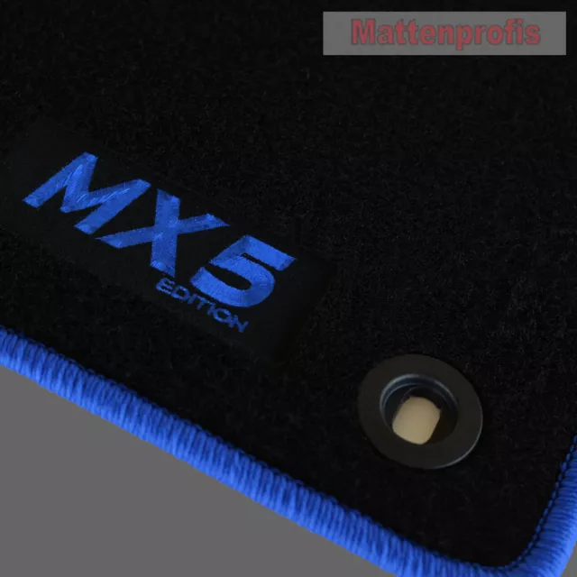 MP Velours Fußmatten Logo blau für Mazda MX-5 MX5 II NB ab Bj.03/1998 - 2005